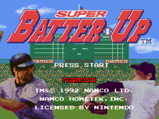 Super Batter Up title screen for Super Nintendo